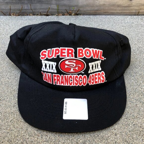 Vintage 90s SUPER BOWL XXIX San Francisco 49ers Snapback Hat NWT Black Logo 7 - Picture 1 of 8